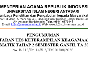 PENGUMUMAN PENDAFTARAN TES KETERAMPILAN KEAGAMAAN (TKK) KKN TEMATIK TAHAP 2 SEMESTER GANJIL TA 20262027