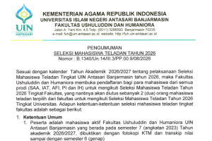SELEKSI MAHASISWA TELADAN FUH SEMESTER GANJIL TAHUN 2026